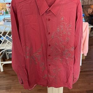 Men's Casual Red Button Down Shirt